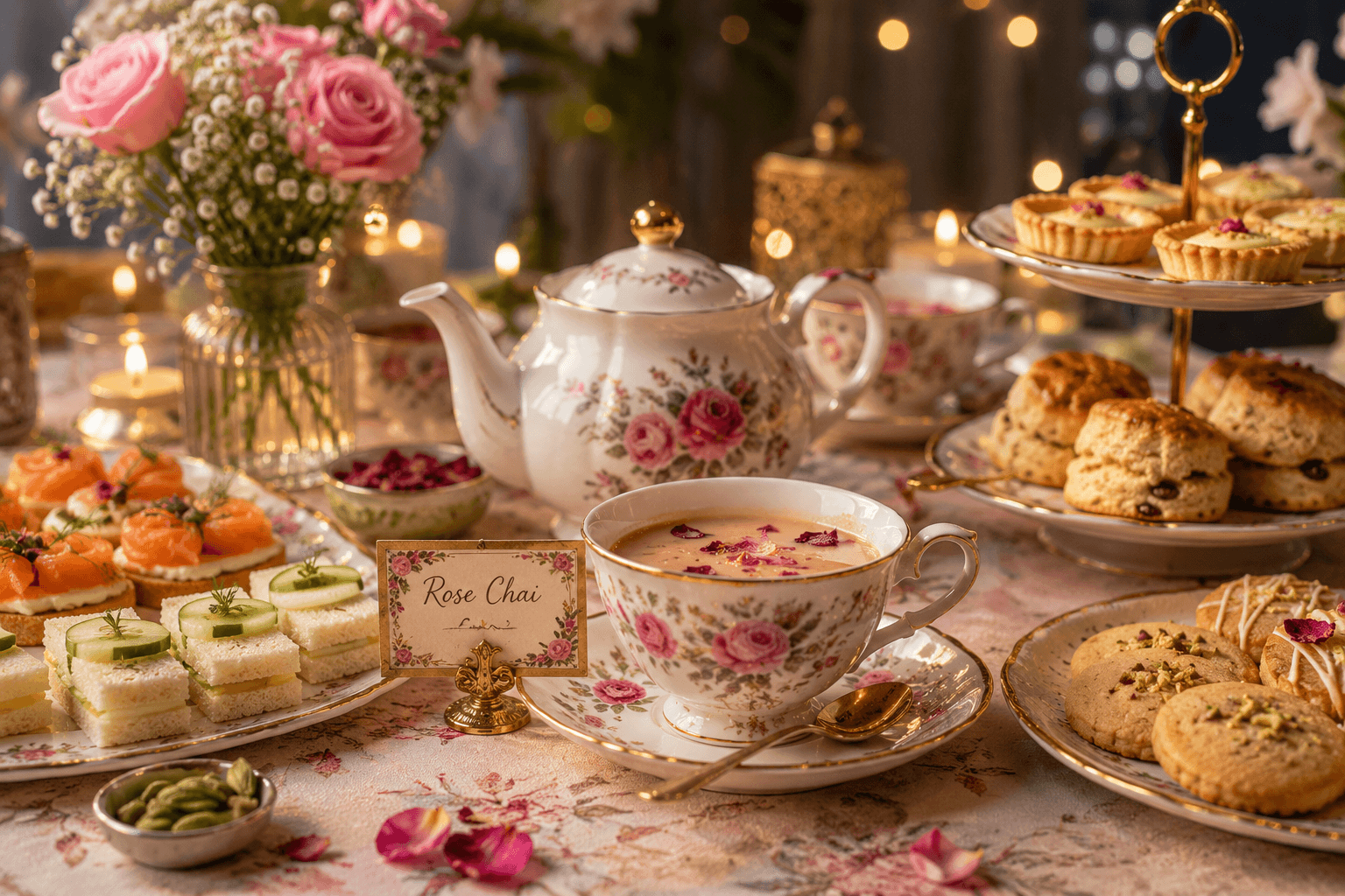 How to Host an Elegant Evening Tea Party with Rose Chai